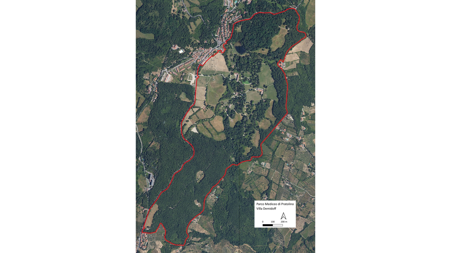 Confini ed estensioni del Parco Mediceo di Pratolino